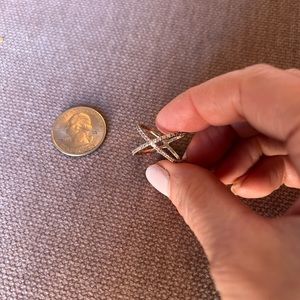 X Ring with White Diamonds - 6.5 / 14k / Rose